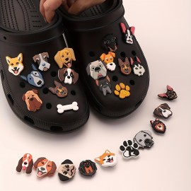 Brighten Your Steps: 39Pcs Lightweight, Durable Dog-Shaped Sandal Charms, Glittery & Cartoon-Styled for Year-Round Vibes