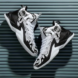 Mens High Top Basketball Sneakers - Fashionable Streetwear Design with Ultra-Comfort, Anti-Slip Grip & Flexible Soft Sole - Secure Lace-Up for Mens Outdoor Adventures