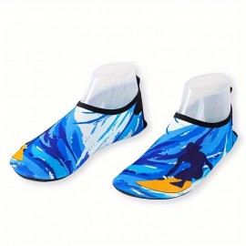 Leopard Pattern Unisex Outdoor Water Shoes, Breathable Lightweight Non-slip Snorkeling Shoes, Swimming Beach Socks Yoga Fitness Wading Shoes