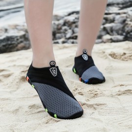 Unisex Beach Sock Shoes, Quick-Dry Water Swim Shoes, Anti-Slip Soft Sole, For Diving Snorkeling Surfing Sea Wading, Random Sole Pattern, Mesh Fabric