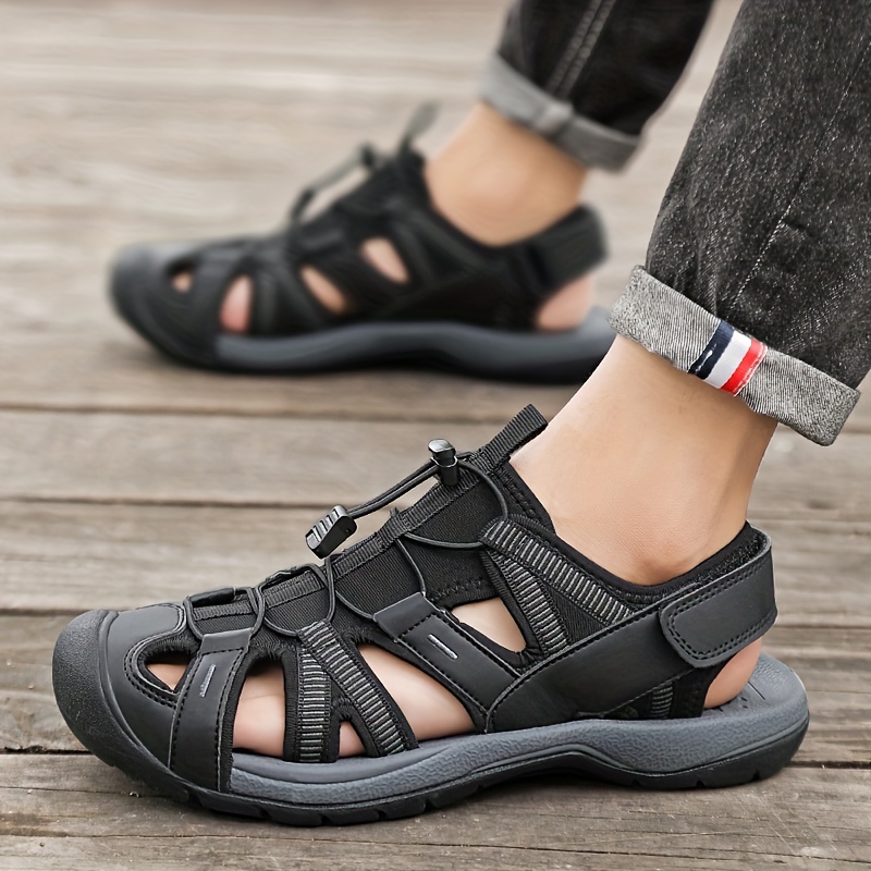 Mens Solid Color Close Toe Breathable Sandals With Buckle Straps Comfy Non Slip Rubber Sole Durable Beach Water Shoes Summer Men s Shoes Temu details 6