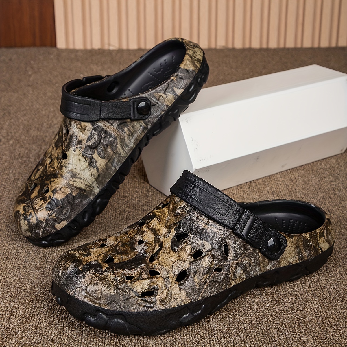 Mens Trendy Camouflage Clogs Hollow Out Breathable Fashion Beach Water Shoes Indoor Outdoor Non Slip Slippers For Outdoor Events Men s Shoes Temu details 1