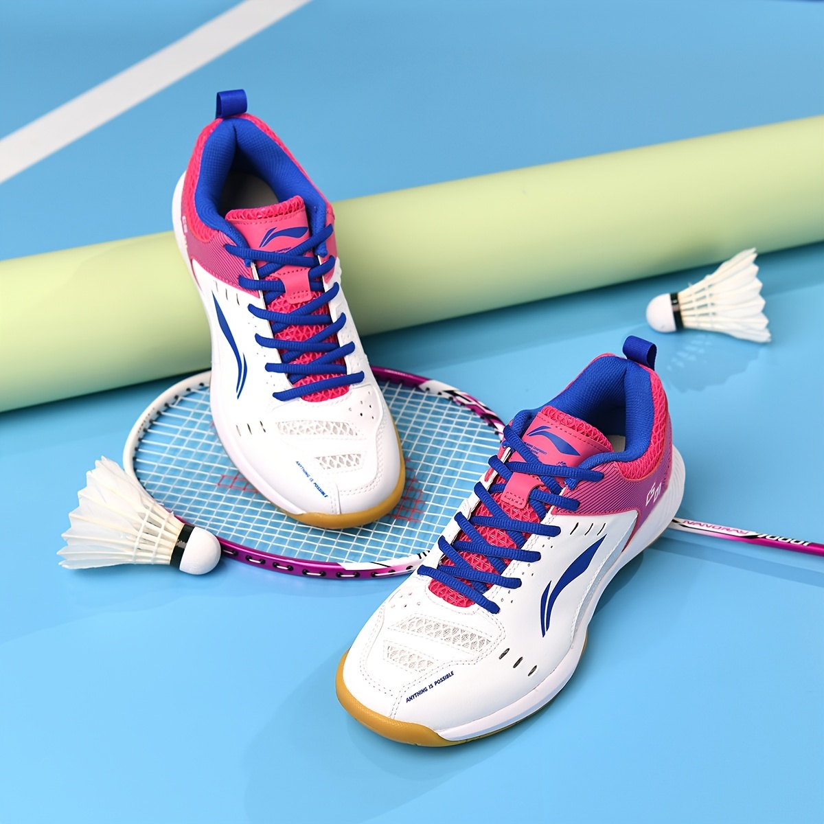   womens contrast color badminton shoes lightweight breathable non slip sports shoes for women details 4