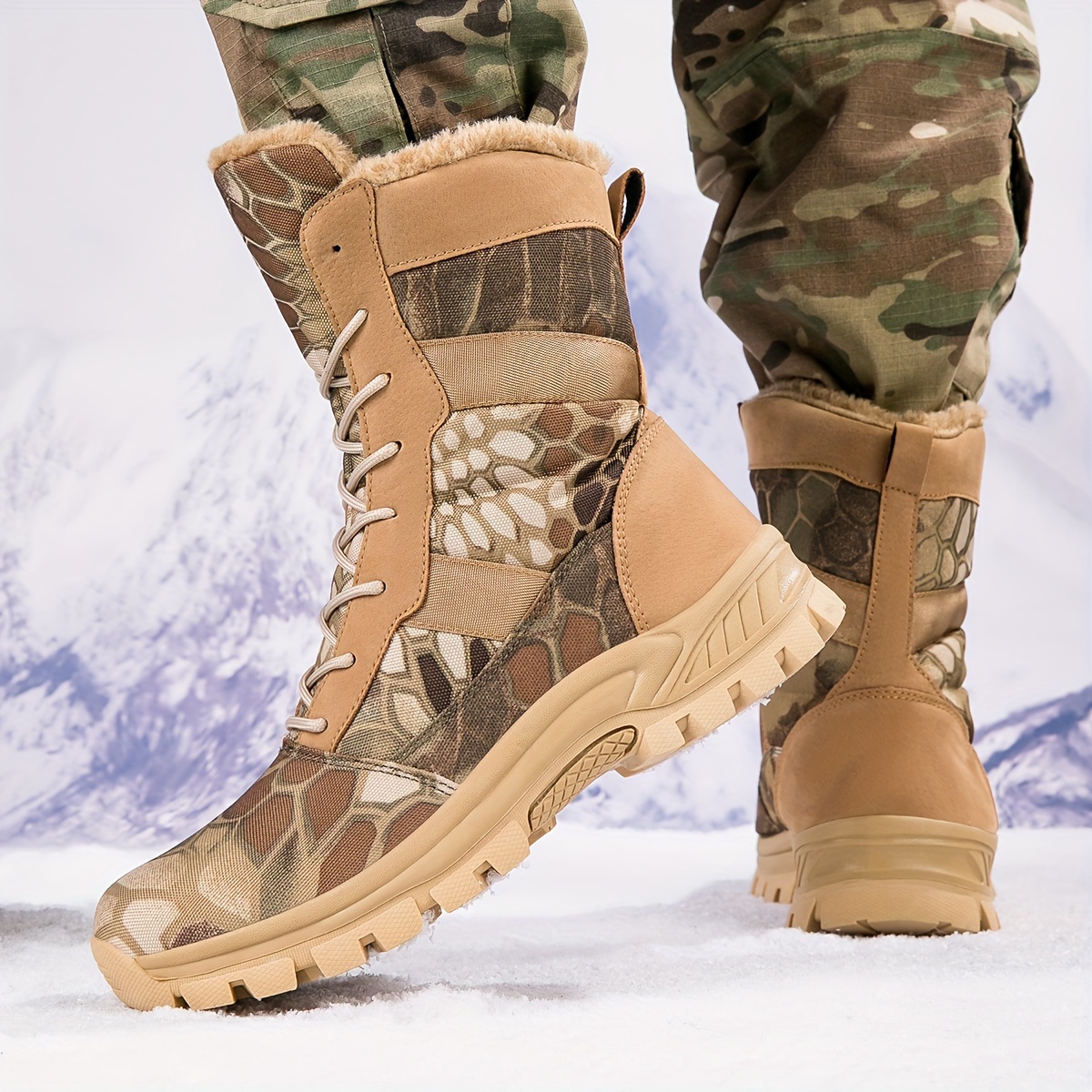 new couple plush warm outdoor hiking boots with thick soles and anti slip mens oversized hiking boots and womens boots shop now for limitedtime deals temu details 2