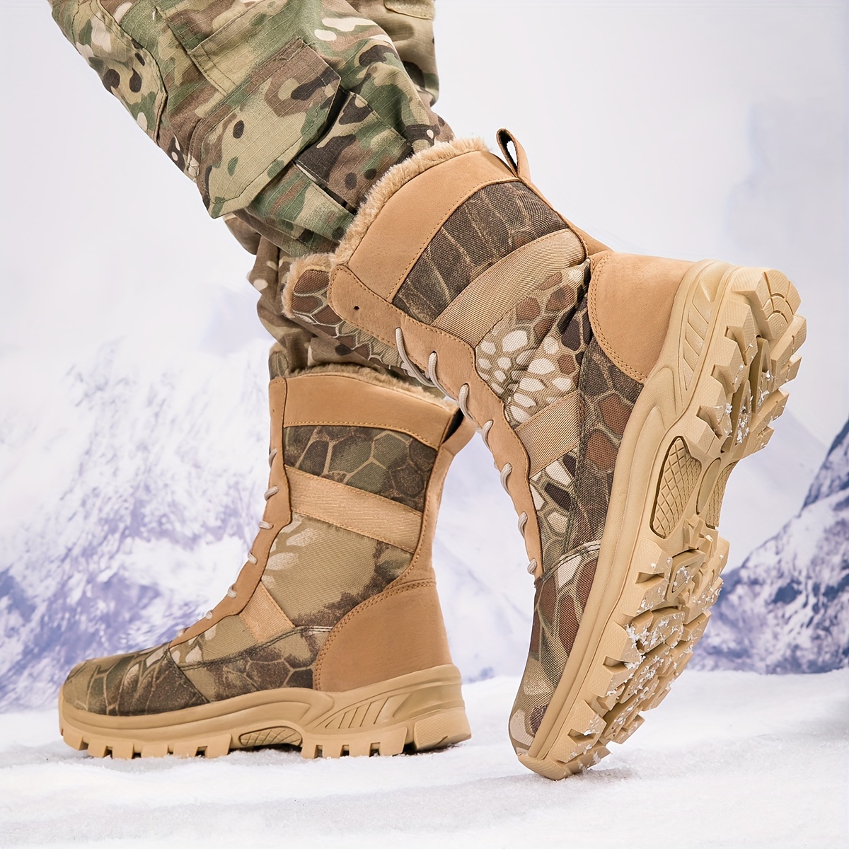 new couple plush warm outdoor hiking boots with thick soles and anti slip mens oversized hiking boots and womens boots shop now for limitedtime deals temu details 5