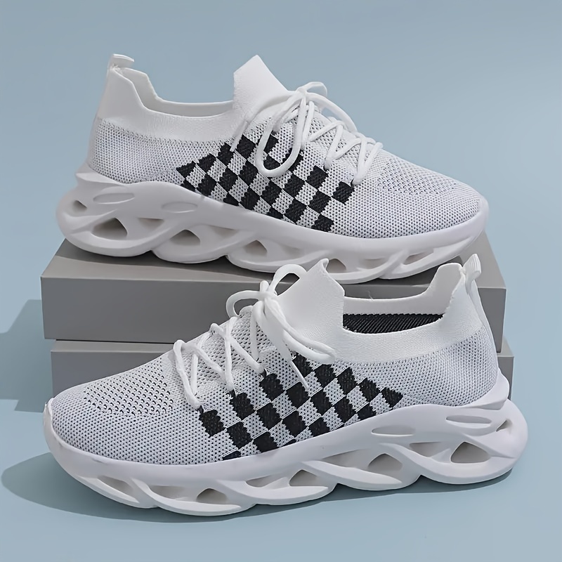 Womens Fashion Breathable Sneakers Checkerboard Design Casual Walking Shoes Lightweight Material White Sports & Outdoors Temu details 3