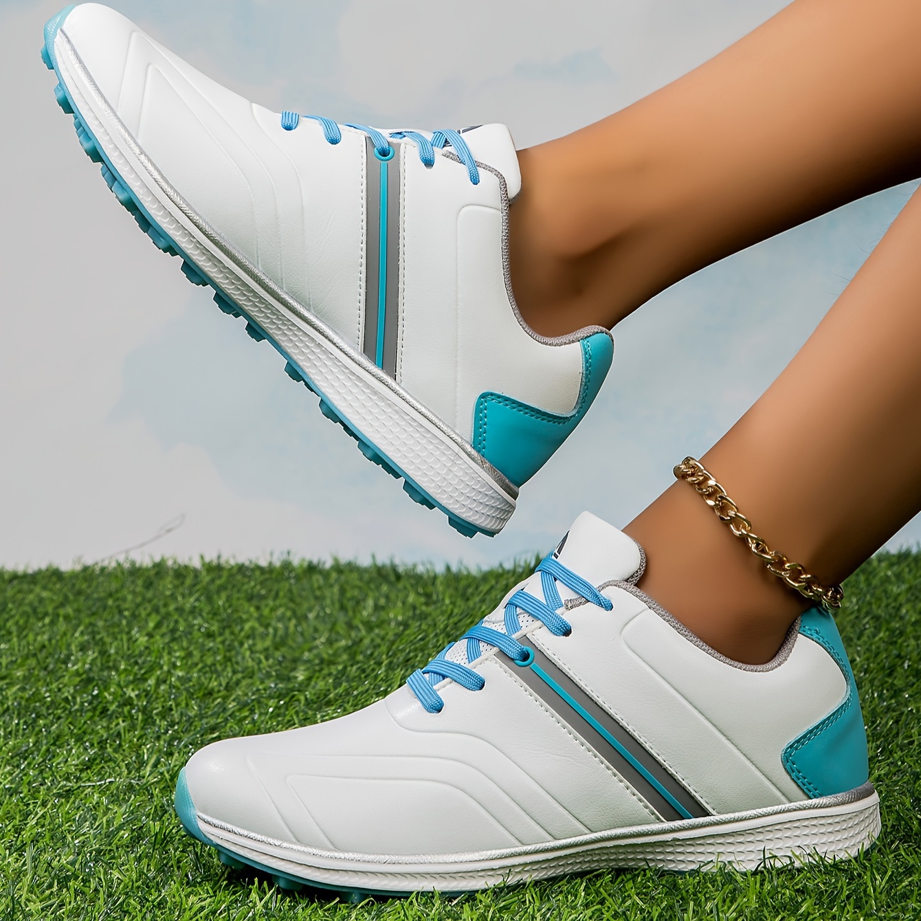 womens comfortable golf shoes fashion lightweight low top casual sneakers details 4