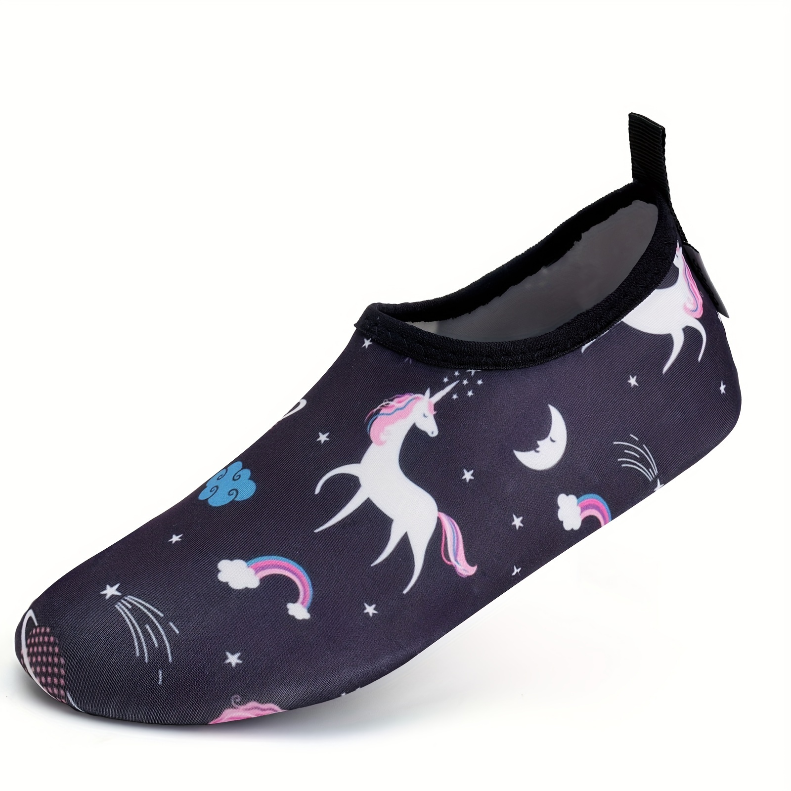 Cartoon Rainbow Horse Pattern Lightweight Slip On Water Socks For Men, Non Slip Quick Drying For Outdoor Beach Walking Water Party Indoor Yoga details 0