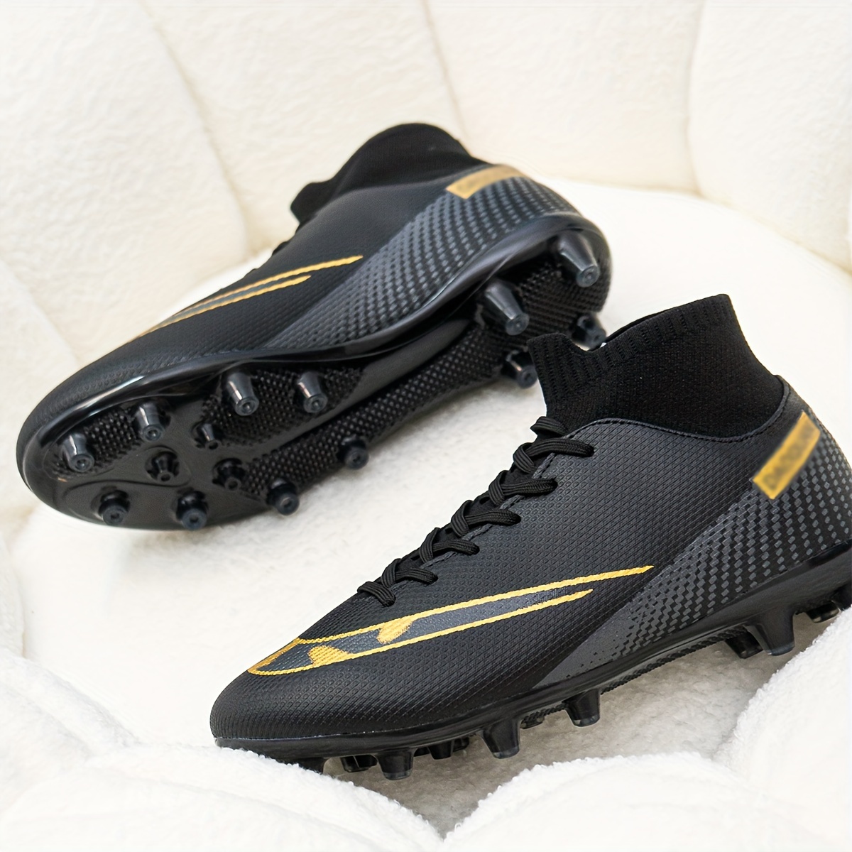 mens breathable high top ag football shoes with cleats non slip soccer shoes comfy for outdoor training competition all seasons details 0